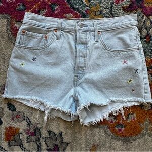 Embroidered Levi's 501 Cutoff Shorts Button Fly